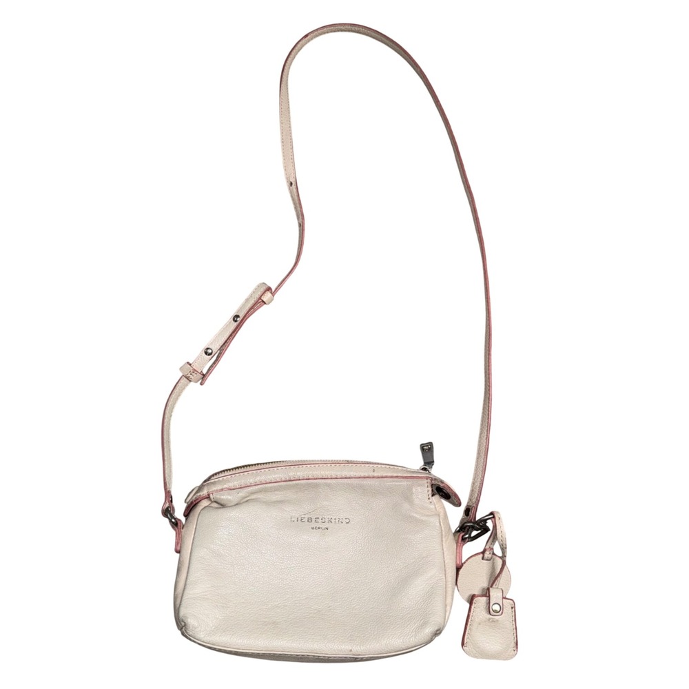 Liebeskind Crossbody Bag Women Small Cream Fair Leather Pink Trim Messenger